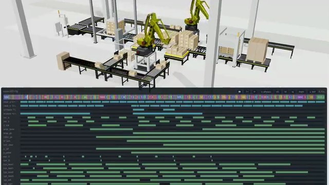 R42: Palletizing line rebuilt from a screenshot